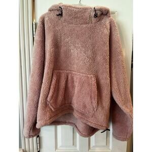 Pink Victorias Secret Fuzzy Hoodie Sweatshirt Women Large Comfy Cozy Loungewear